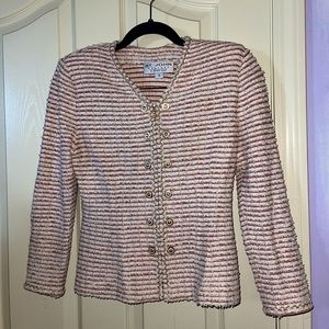 Beautiful Red, White, & Gold St. John Couture Skirt Suit